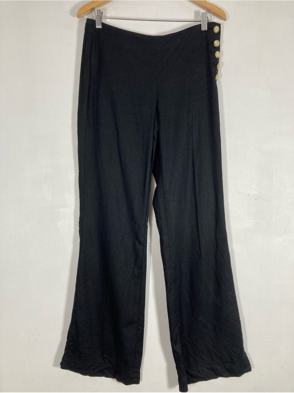 Cartonnier Anthropologie Womens Black Grey Sailor Wide Leg Trousers Pants 4